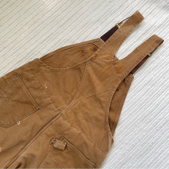 Carharrt R03 Brown Insulated Duck Canvas Work Bib Overalls | 38x30 - Picture 7 of 9